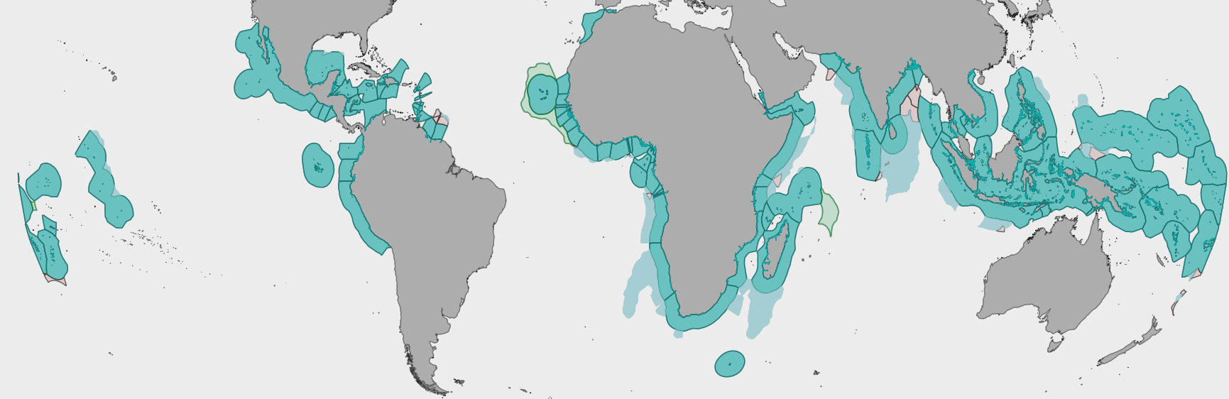 World map highlighting the exclusive economic zones of developing coastal countries across Latin America, Africa, South and Southeast Asia and the Pacific